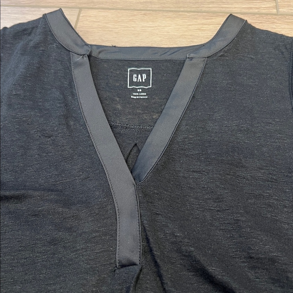 GAP Size XS Black Sleeveless Sheer Tank Top Hi-Low 100% Linen - Picture 8 of 10